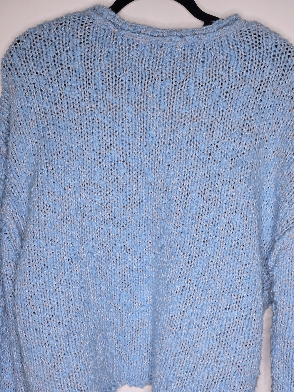 NWT Free People Firefly Pullover Light Blue Bouclé Open Knit Scoop Neck Sweater - Picture 5 of 12